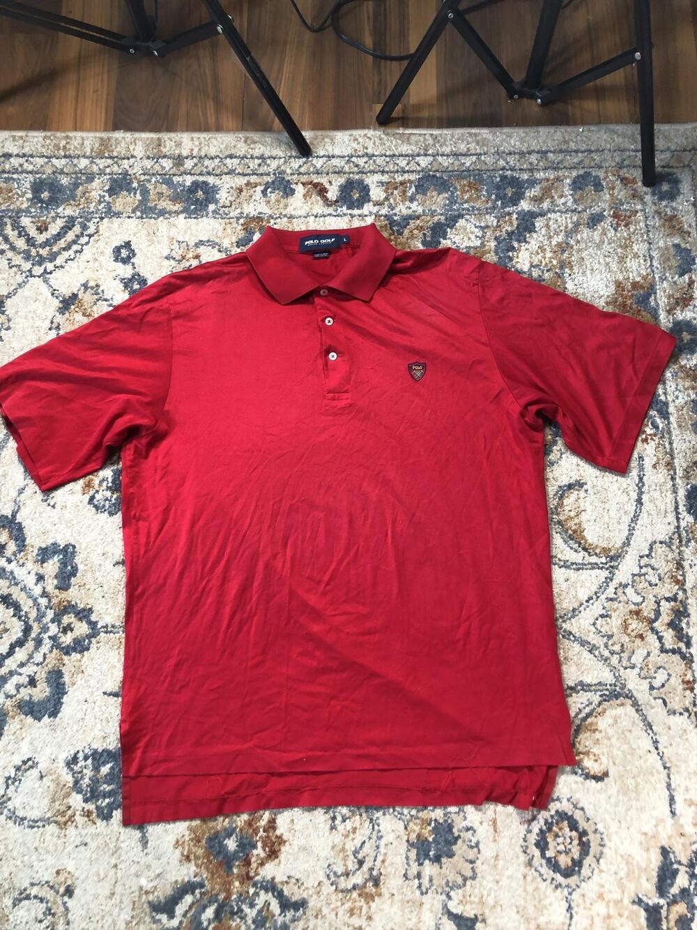 Polo Ralph Lauren Polo Golf Shirt Mens L Red Crest Logo Short Sleeve Casual
